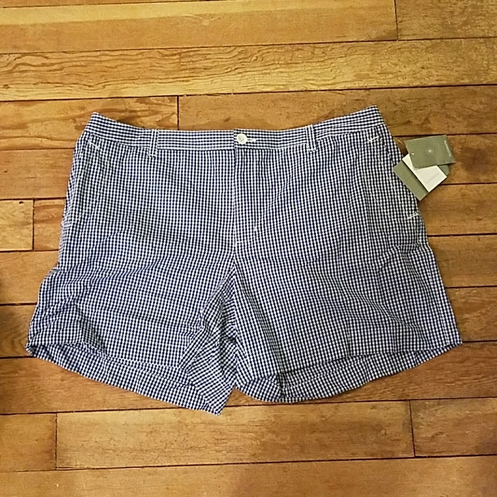 Liz Claiborne blue white gingham Boat Club Shorts